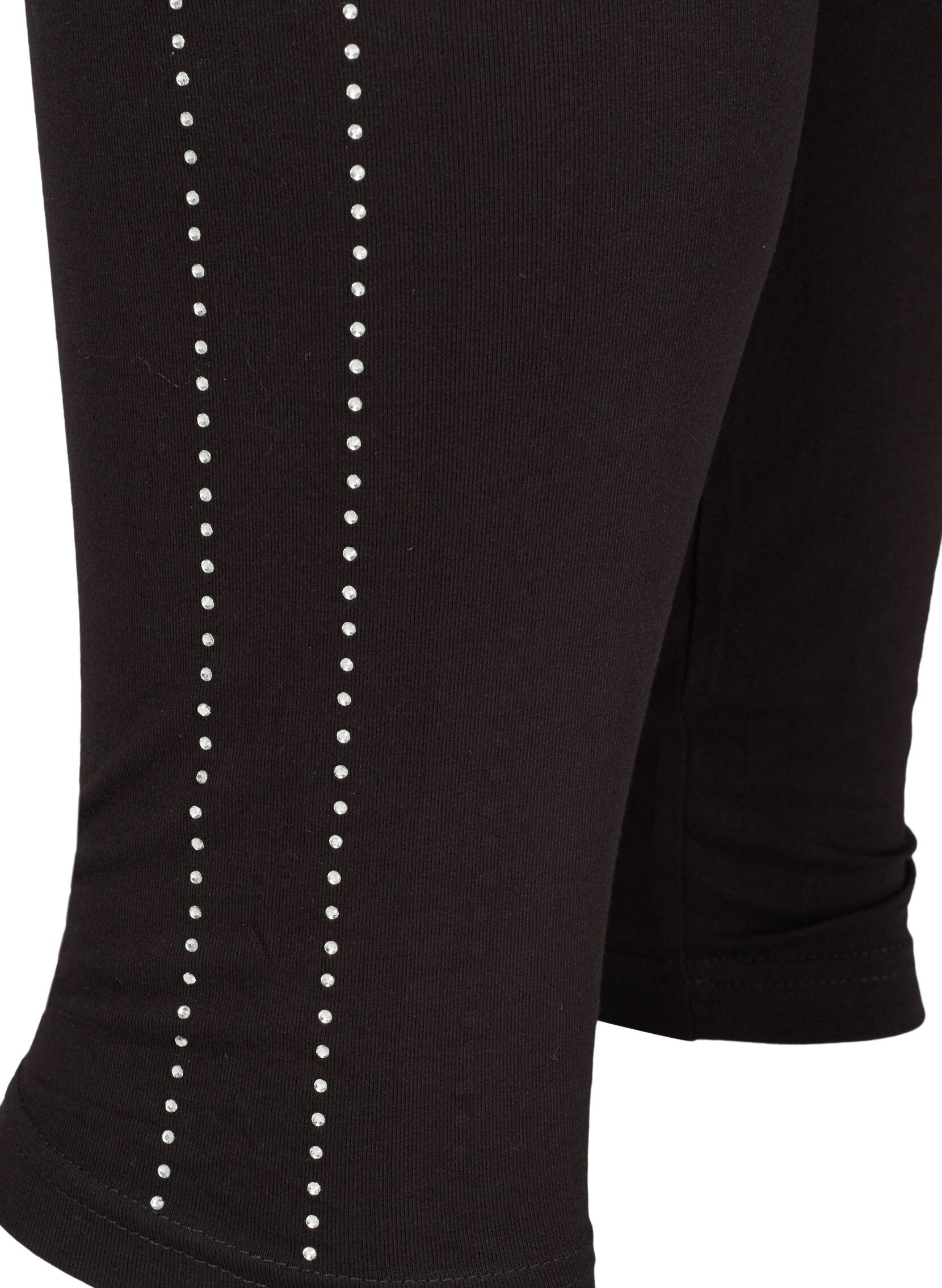 Zizzi Viskose leggings med sten i siden , Black, Packshot image number 3