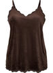 Velourtop med blondekanter, Brun, Packshot image number 0