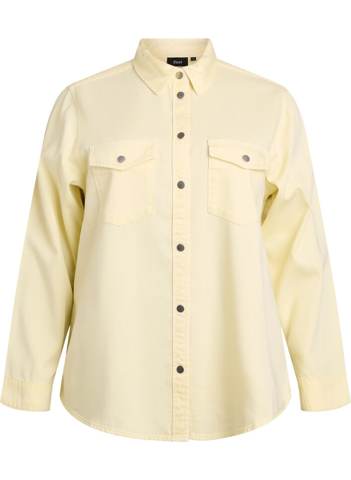 Denimskjorte med brystlommer , Gul, Packshot image number 0