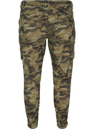 Cropped jeans med camouflage print, Ivy Green/Camo, Packshot image number 1
