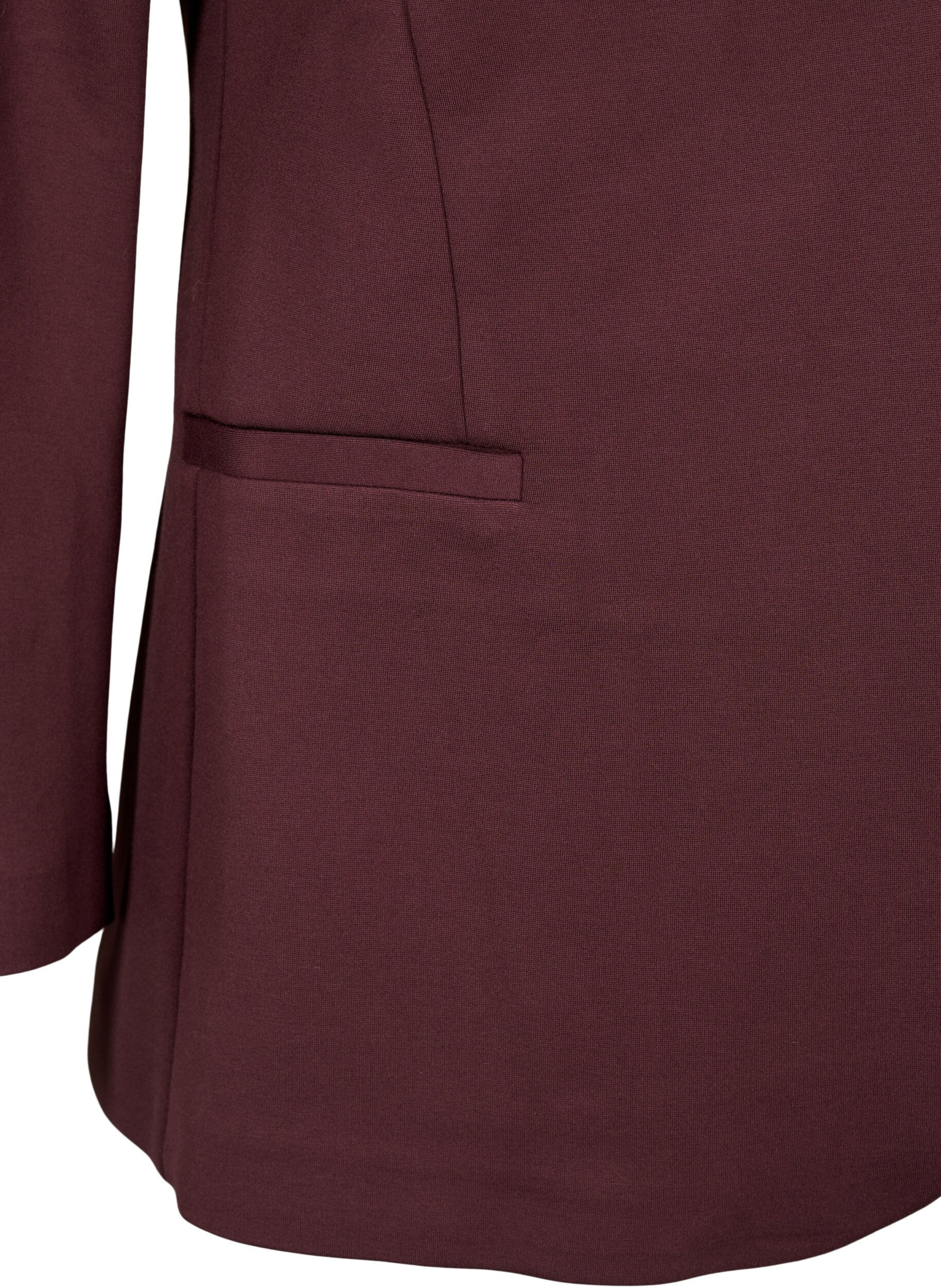 Zizzi Enkel blazer med knaplukning, M&oslash;rk Bordeaux, Packshot image number 3