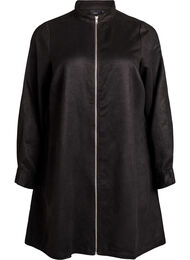 Lang skjorte i imiteret ruskind med lynlås, Sort