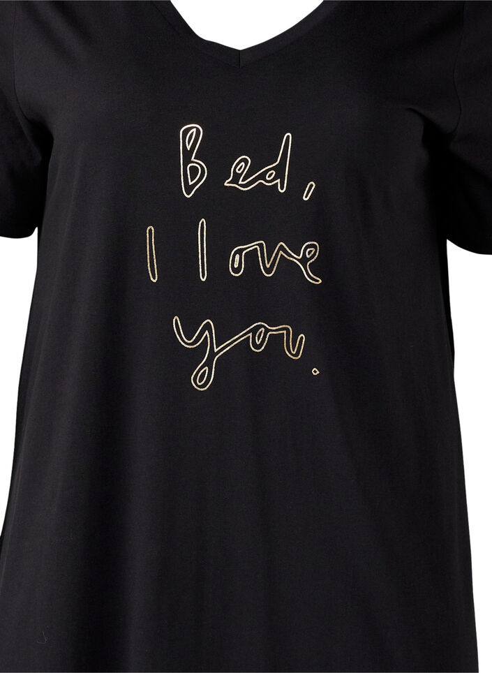 Natkjole i &oslash;kologisk bomuld med v-hals , , Packshot image number 2