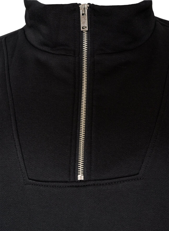 Sweatshirt med h&oslash;j krave og lynl&aring;s, Sort, Packshot image number 2