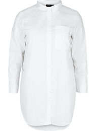 Lang bomulds skjorte med brystlomme, White
