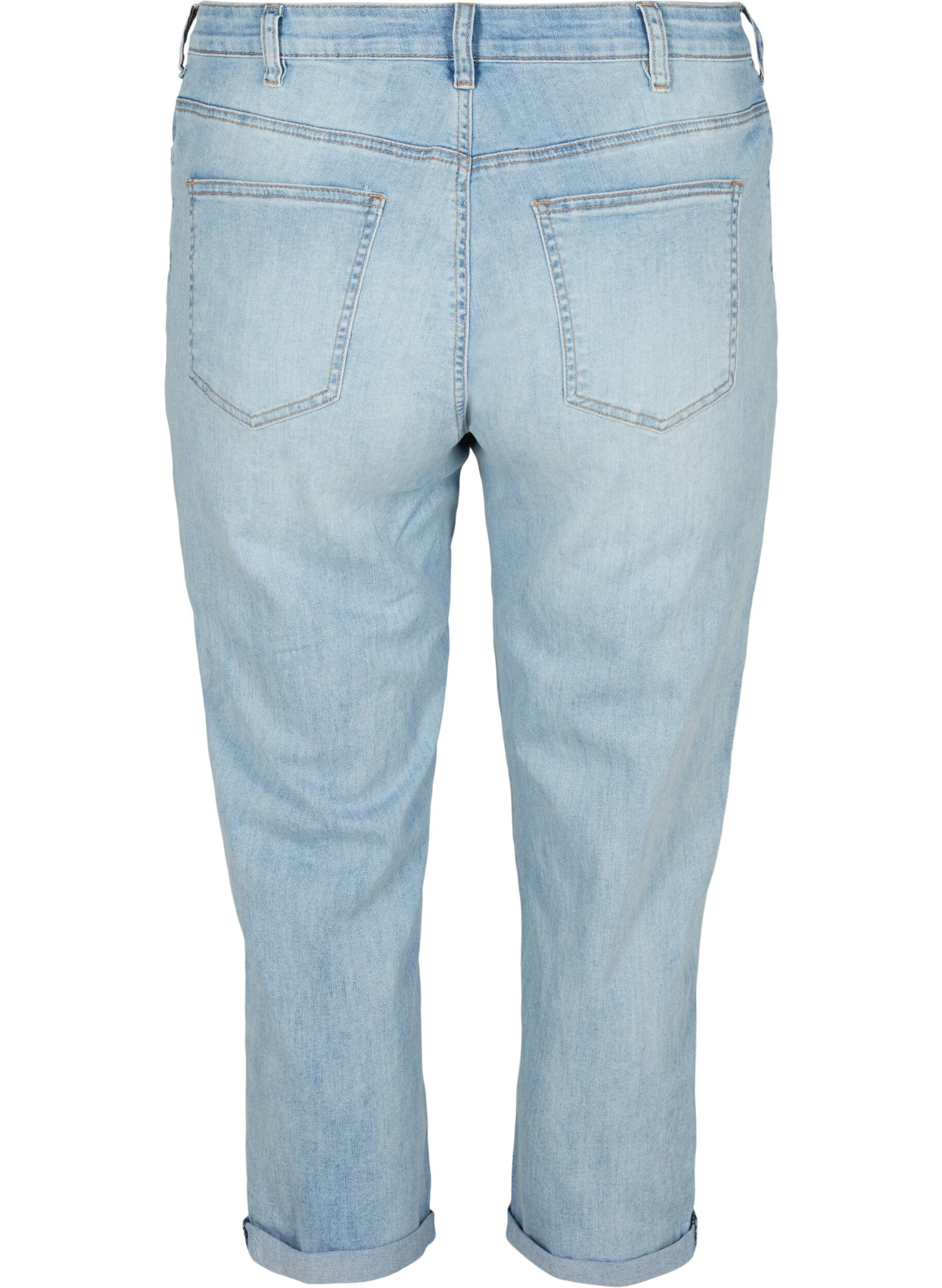 Zizzi7/8 jeans med opsm&oslash;g og h&oslash;j talje, Bl&aring;, Packshot image number 1