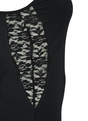 Bodystocking med blonder og smalle stropper, Black, Packshot image number 3