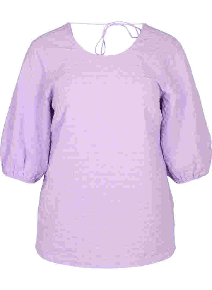 Struktureret bluse med 1/2 ærmer, Lavendula, Packshot image number 0