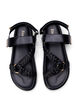 Wide fit - Lædersandal med fletremme, Sort, Packshot image number 2