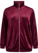 Cardigan i bl&oslash;d velour med lynl&aring;s og h&oslash;j krave, M&oslash;rk Bordeaux, Packshot image number 0