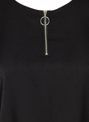 Kortærmet bluse med lynlåsdetalje, Black, Packshot image number 2