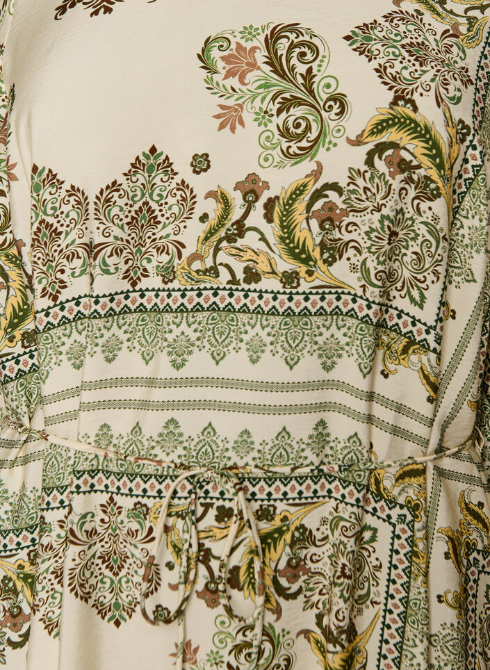 M&oslash;nstret midikjole i viskose med bindeb&aring;nd, Gr&oslash;n, Packshot image number 2