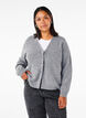 Strikcardigan med sølvsløjfe, Medium Grey Melange, Model image number 0