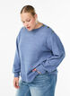 Strikbluse med knapdetalje, Bl&aring;, Model image number 0