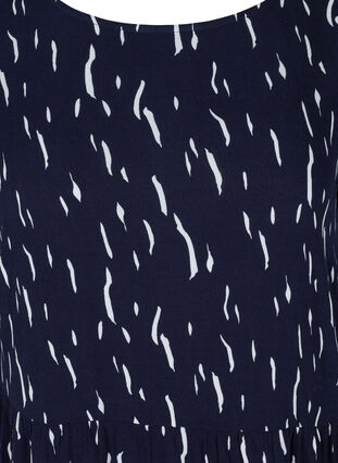 Viskose kjole med print og 3/4 ærmer, Night Sky Rain, Packshot image number 2