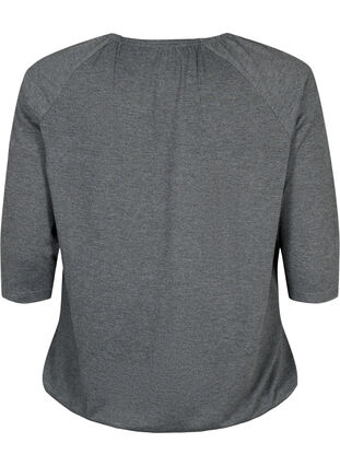 Meleret bluse med 3/4 ærmer, Dark Grey Melange, Packshot image number 1