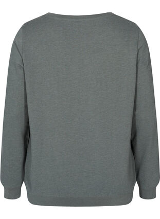 Meleret sweatshirt i bomuldsmix, Balsam Green Mel, Packshot image number 1