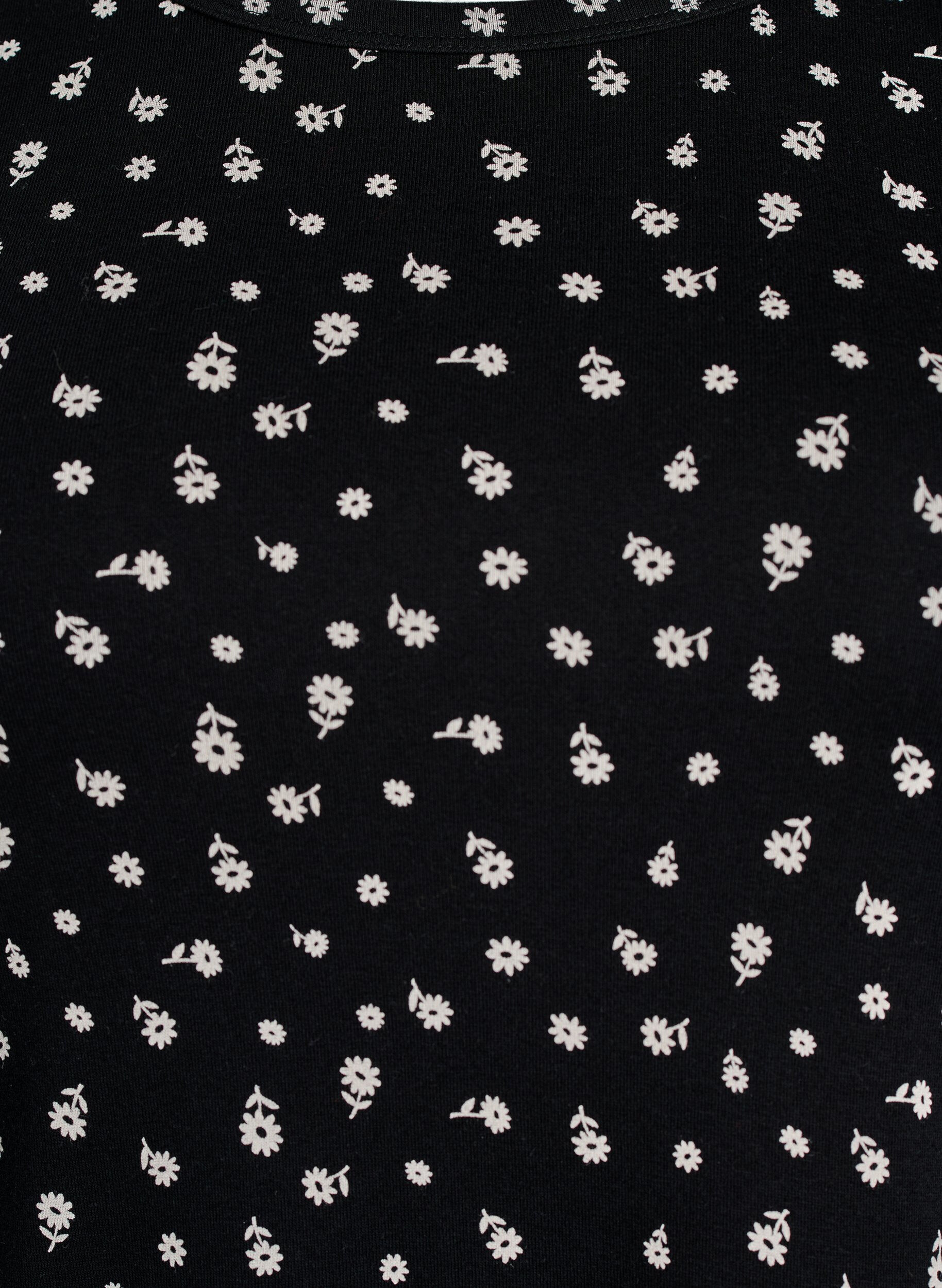 Zizzi T-shirt i bomuld med allover print, Sort, Packshot image number 2