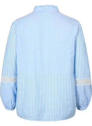 Skjorte med flæsekrave og crochetbånd, Marina W. Stripe, Packshot image number 1
