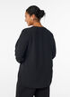 Bluse med smock manchetter og V-udsk&aelig;ring, Sort, Model image number 2