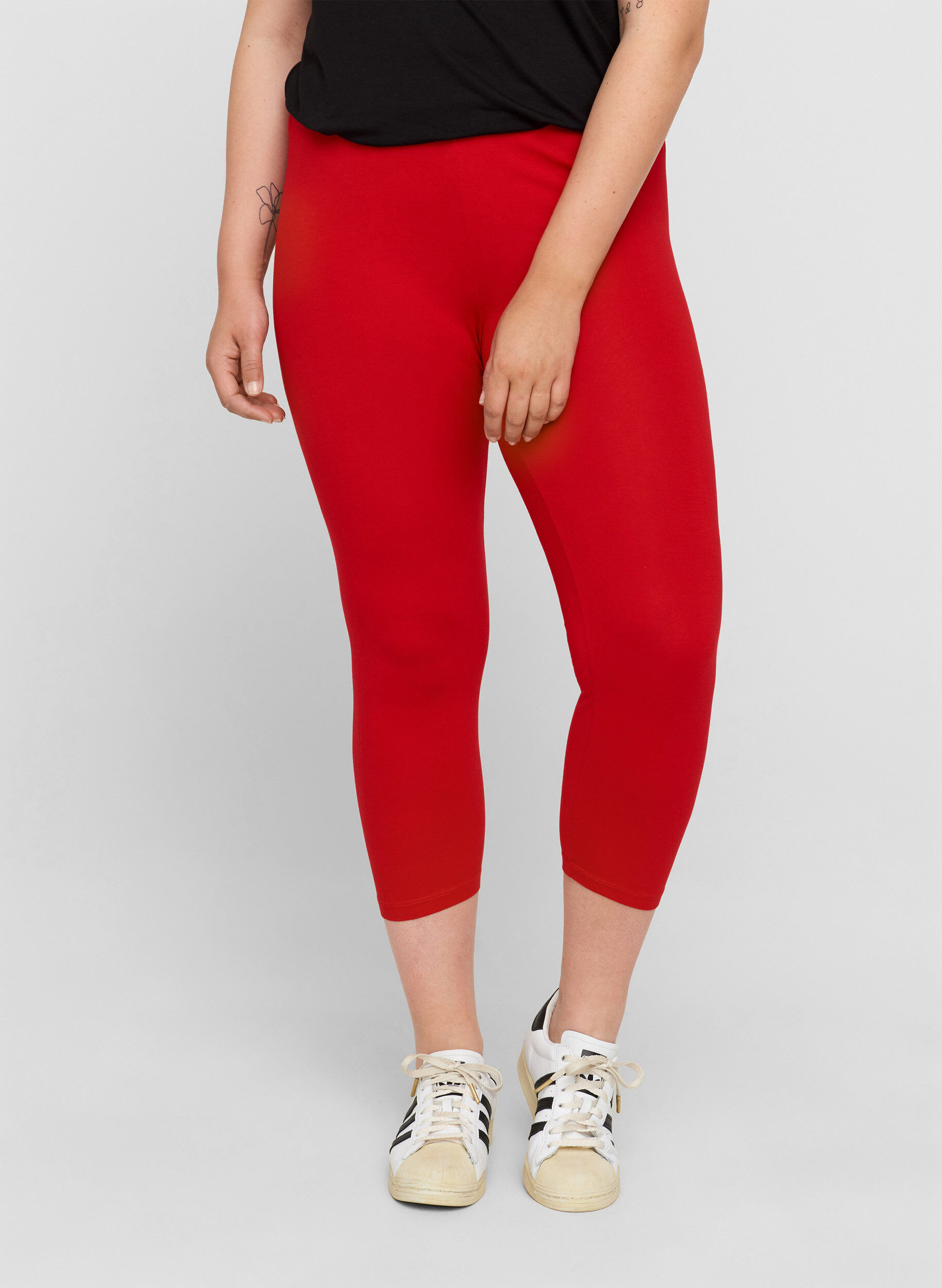 Zizzi Basis 3/4 leggings, Tango Red, Model image number 2