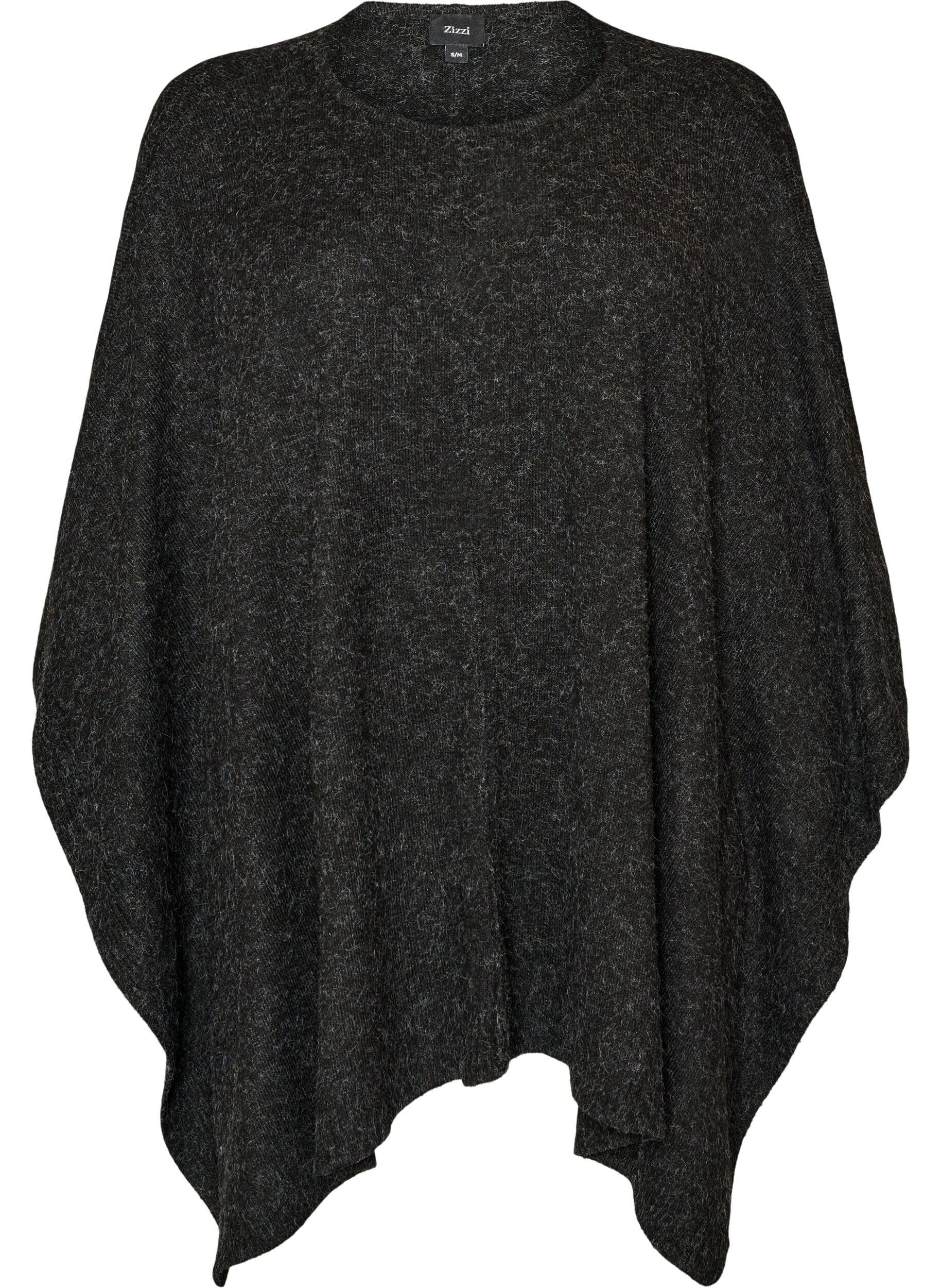 Strikket poncho med rund hals