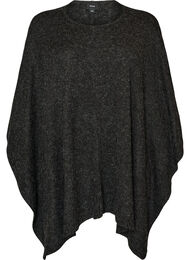 Strikket poncho med rund hals, Gr&aring;