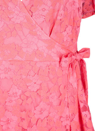 Blonde wrapkjole med korte ærmer, Pink Carnation, Packshot image number 2