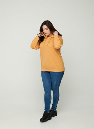 Sweatshirt med hætte og tryk, Spruce Yellow Mel., Model image number 3