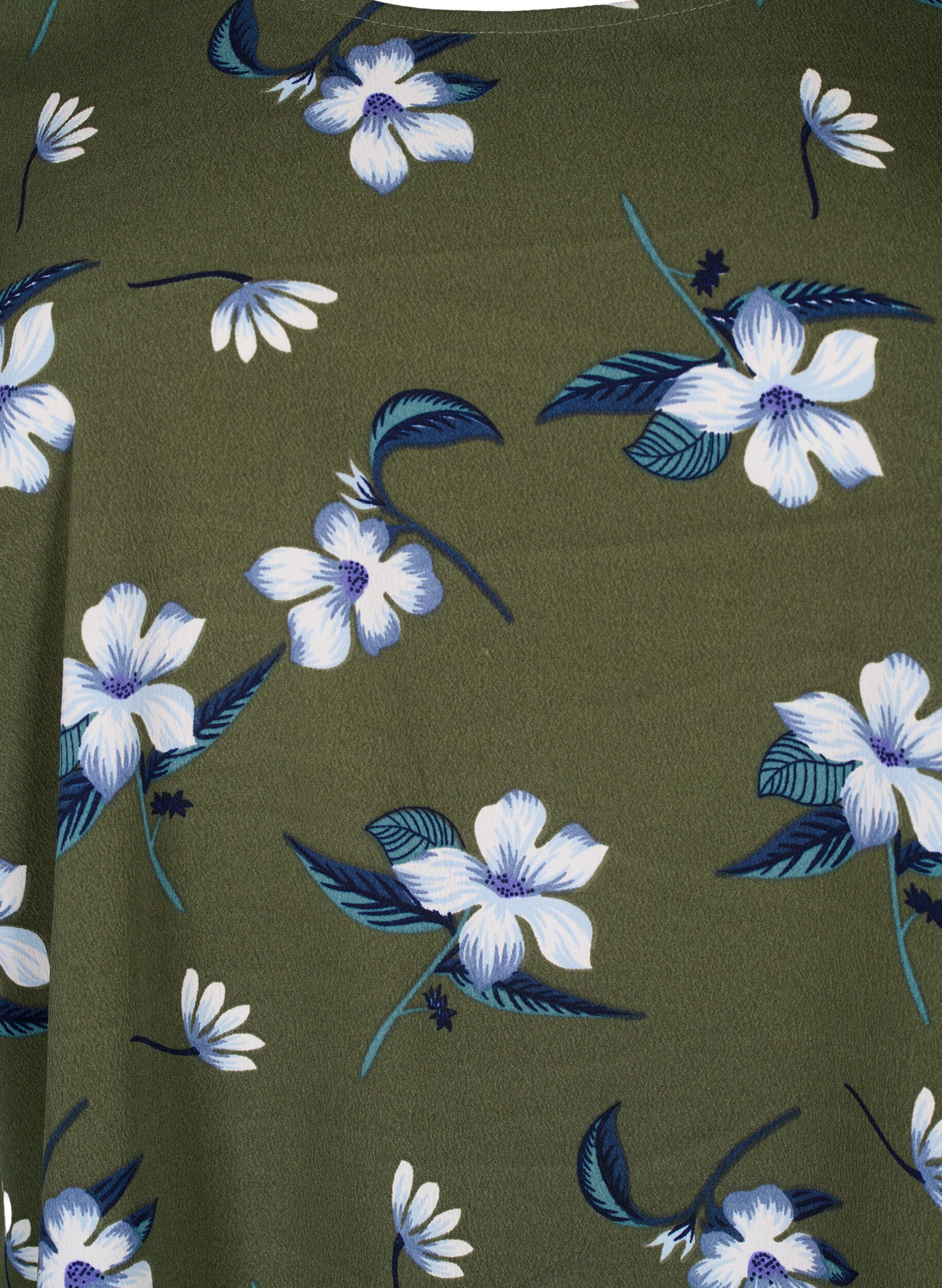 Zizzi FLASH - Bluse med korte &aelig;rmer og print, Olive Night Flower, Packshot image number 2