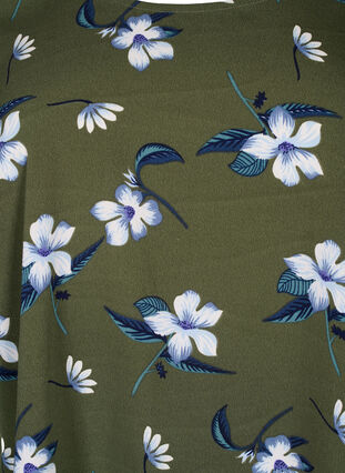 FLASH - Bluse med korte ærmer og print, Olive Night Flower, Packshot image number 2
