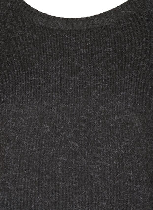 Meleret strikkjole med rund hals og ribkanter, Dark Grey Melange, Packshot image number 2