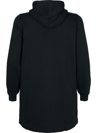 Lang sweatshirt med hætte og lommer, Black, Packshot image number 1