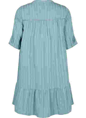 Stribet viskose kjole med blondebånd, Smoke Blue, Packshot image number 1