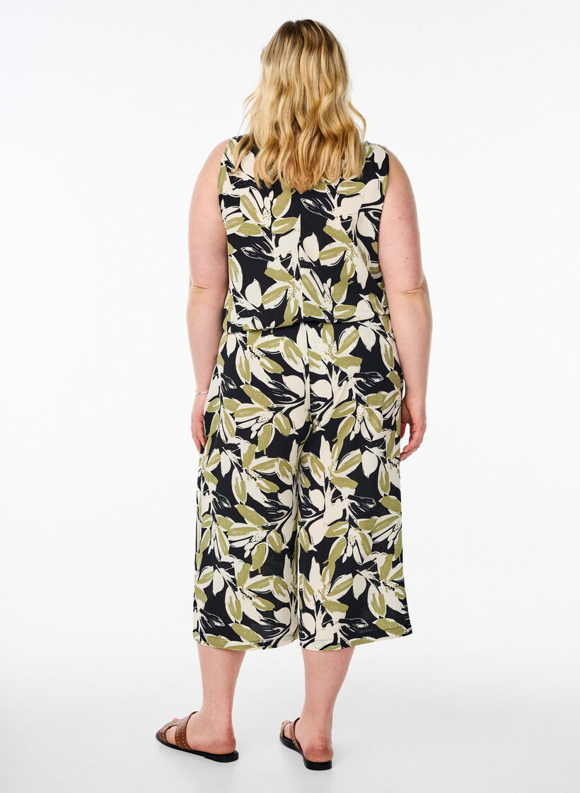 Culottebukser med print, Sort, Model image number 1