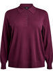 Strikbluse med polokrave, Mørk Bordeaux, Packshot image number 0