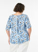 Blomstret bluse med korte &aelig;rmer, Bl&aring;, Model image number 2