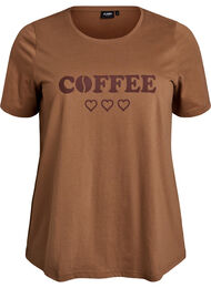 T-shirt med motiv, Brun