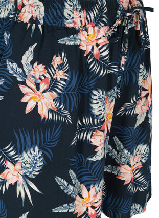 Viskose shorts med print og lommer, Blue Flower Leaf AOP, Packshot image number 2