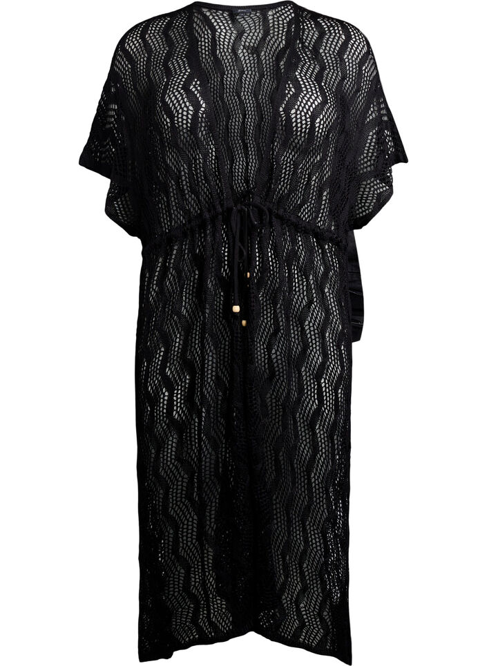 Strand kimono med bindebånd, Sort, Packshot image number 0