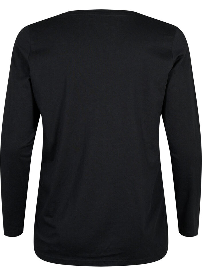 Bomulds natbluse med teksttryk, Black W. Be, Packshot image number 1