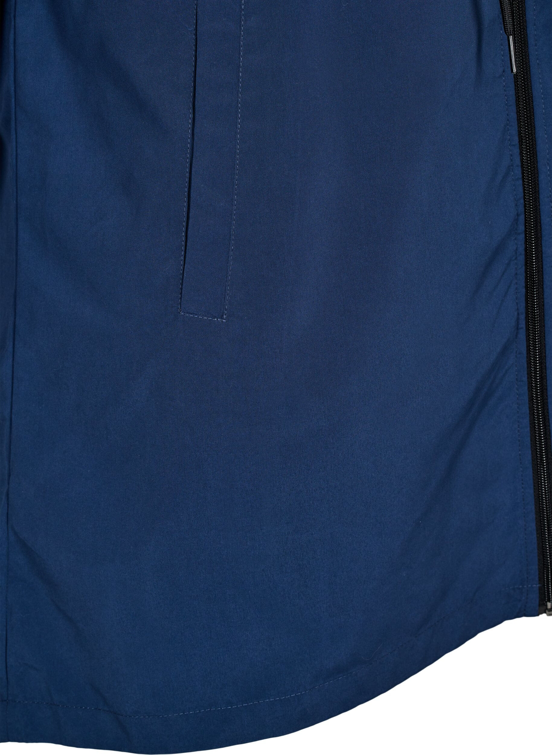 Zizzi FLASH - Parka i let matriale med h&aelig;tte, Bl&aring;, Packshot image number 3