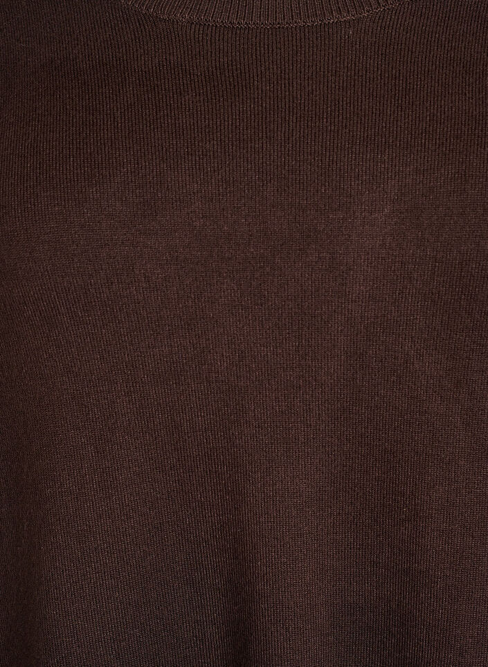 Strikbluse med knapper i siden, Brun, Packshot image number 2