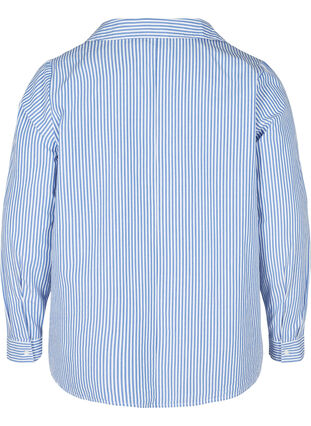Stribet skjorte i økologisk bomuld, Dazzling Blue Stripe, Packshot image number 1