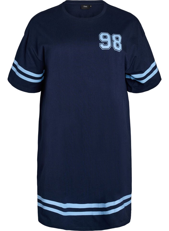 Kort t-shirtkjole med sporty detaljer, Bl&aring;, Packshot image number 0