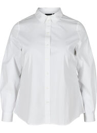 Økologisk bomulds skjorte med krave og knapper, White, Packshot