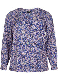 FLASH - Langærmet bluse med print, Strong Blue Flower