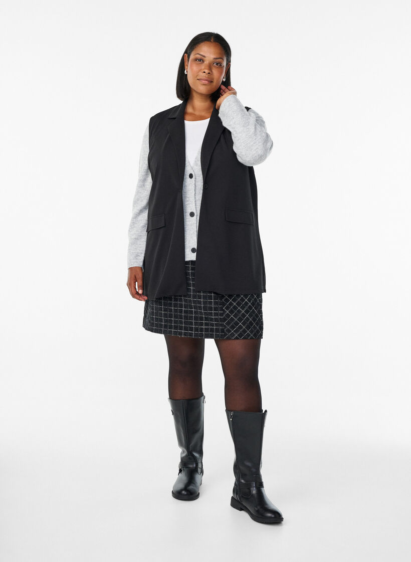 Ærmeløs blazer-vest med klassiske revers, Sort, Model image number 1