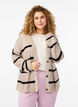 FLASH - Strikket cardigan med striber og knapper, Beige, Model image number 0