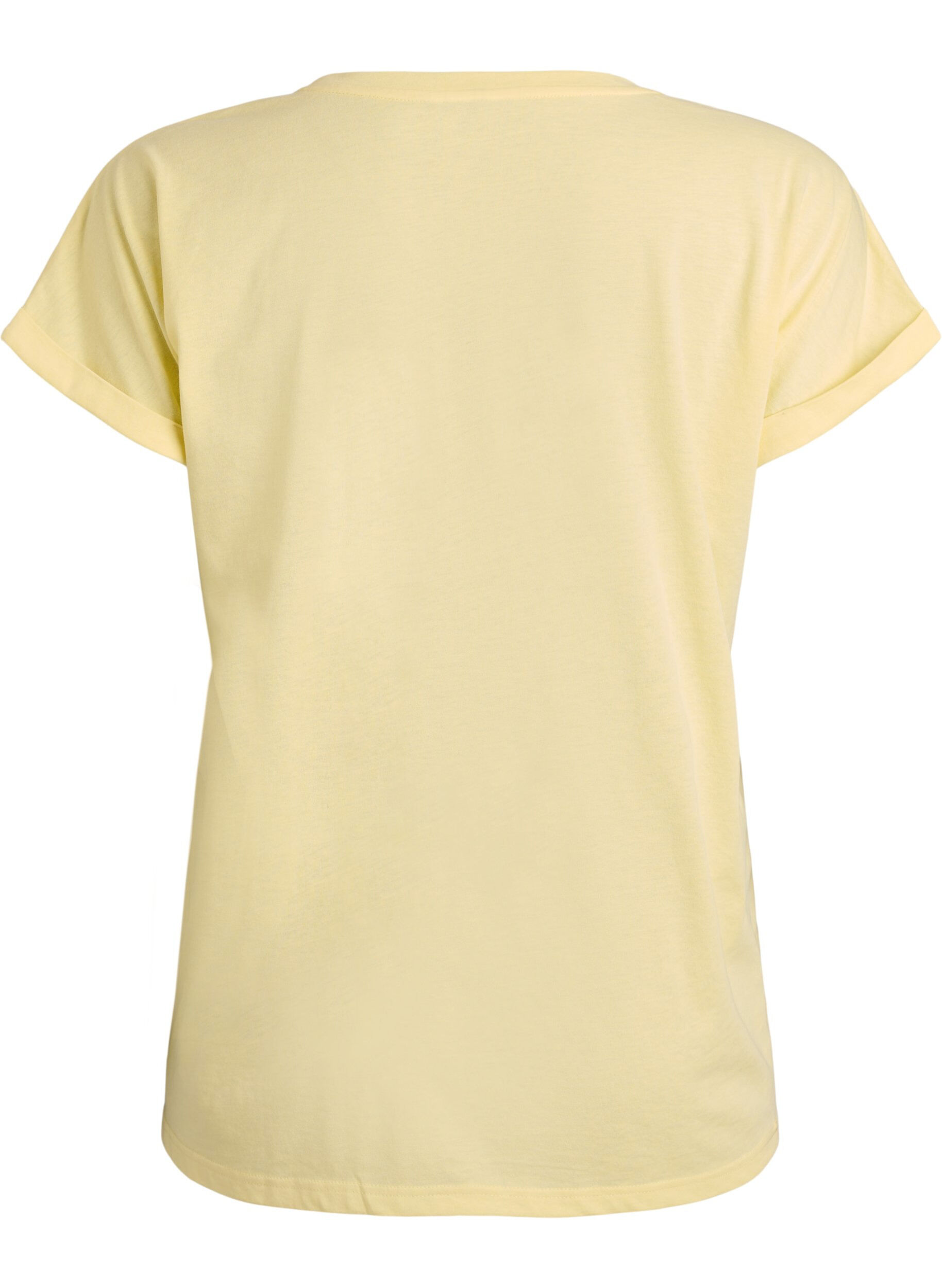 ZizziKort&aelig;rmet t-shirt i bomuldsblanding, Gul, Packshot image number 1
